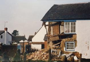 The Baptist Chapel 1829 - 1993 Article Photo - The damage to the south west corner of the chapel