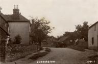 Banner Photo - Bridgeway looking east, showing Wayside and parts of Merrymead Cottage and Franklin Cottage.  The barn in the distance carries a sign advertising Thorleys Foods, and is now the site of Thorleys Cottage. -  1288531636.jpg