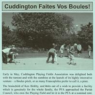 Publicity for Cuddington’s Boules Piste Article Graphic